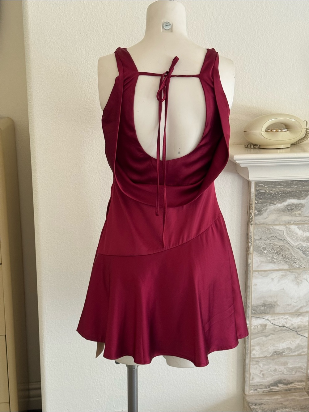 RIHOAS maroon Sleeveless Cowl Neck Skater Dress